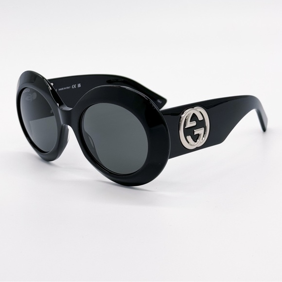 NEW GG1647S 007 GUCCI BLACK ROUND WOMEN SUNGLASSES GG 1647S 007 GUCCI - Picture 8 of 13